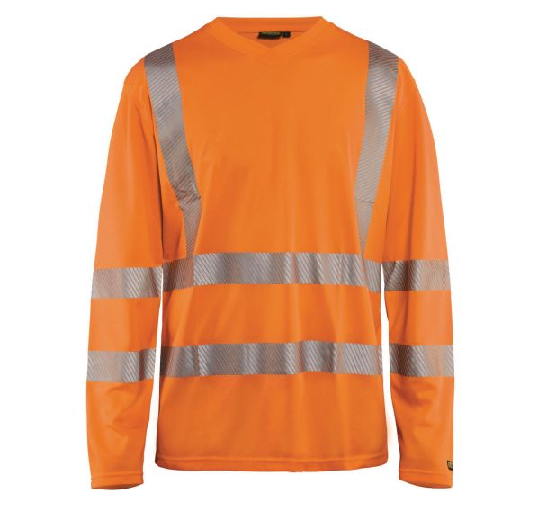 T-shirt manches longues haute visibilité col en V anti-UV orange