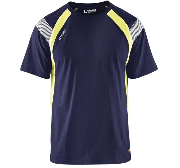 T-shirt marine/jaune fluorescent