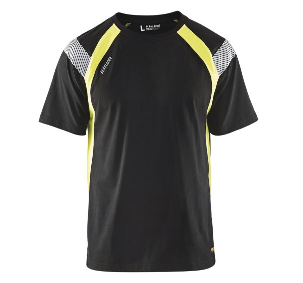 T-shirt noir/jaune fluorescent