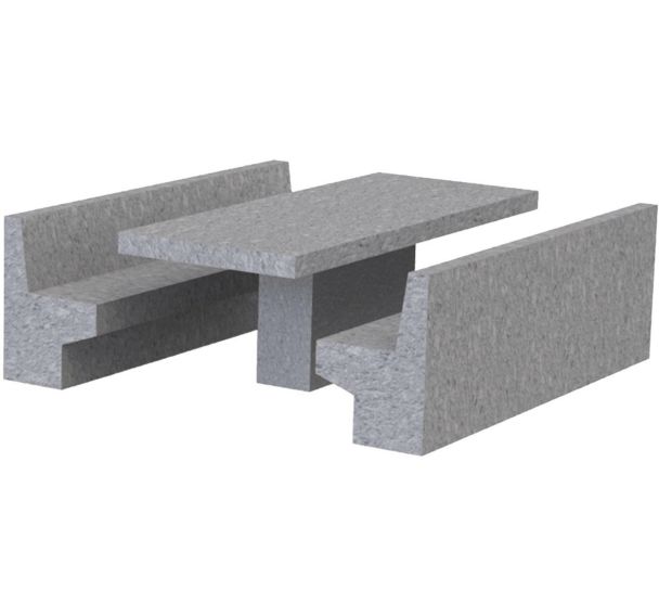 Table-bancs Aire gris sablé