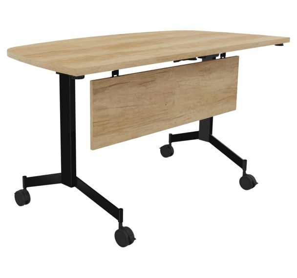 Table 1/2 lune abattante Eureka 140 x 70 cm + voile de fond Buronomic