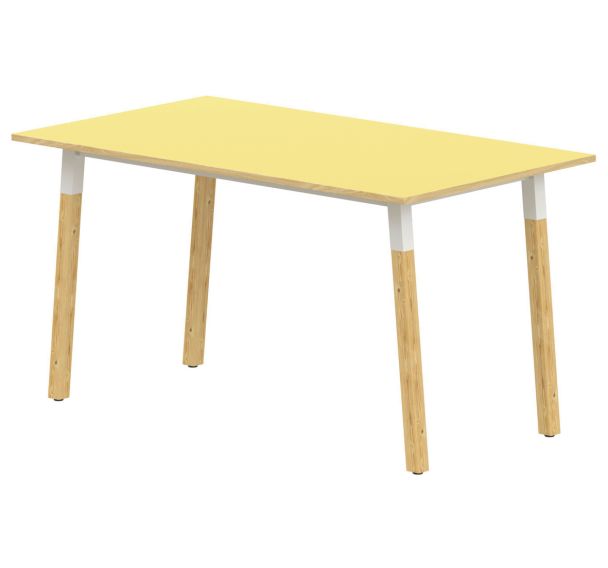 Table 4 pieds inclinés métal/bois 80 x 80 cm stratifié ABS