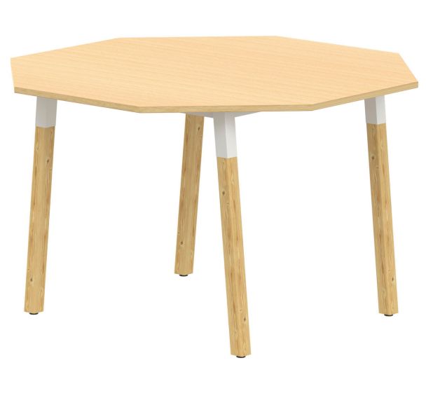 Table 4 pieds inclinés métal/bois octogonale Ø 120 cm stratifié ABS