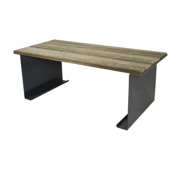 Table Acmon 200 x 92 x 77 cm - pin piètement acier galva laqué gris RAL 7016