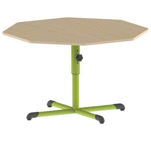Table Bandana octogonale Ø 120 cm réglable piètement central stratifié