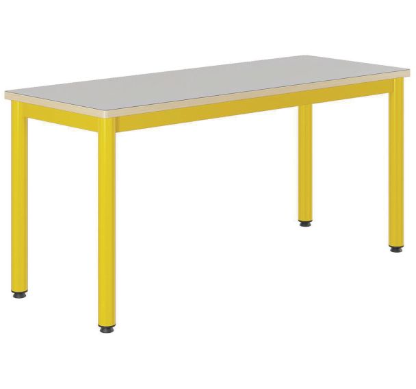 Table Carélie 130x50 cm fixe stratifié gris chants alaisés - Mobidecor