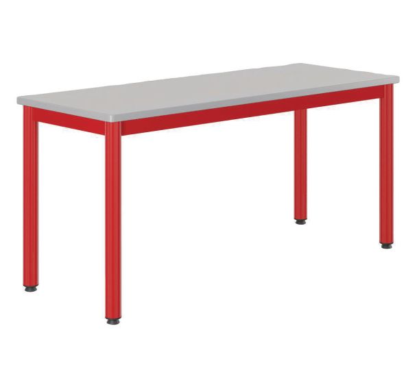 Table Carélie 130x50cm fixe stratifié gris chants polyurét - Mobidecor