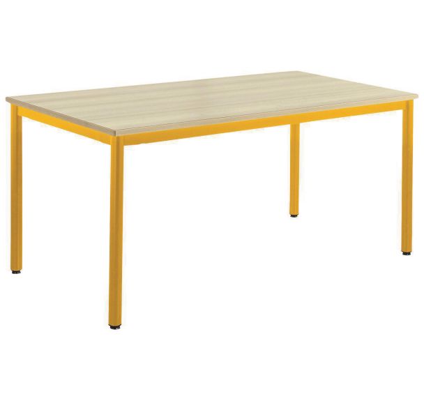 Table Carélie T6 stratifié chants alaisés coquille oeuf jaune 1003