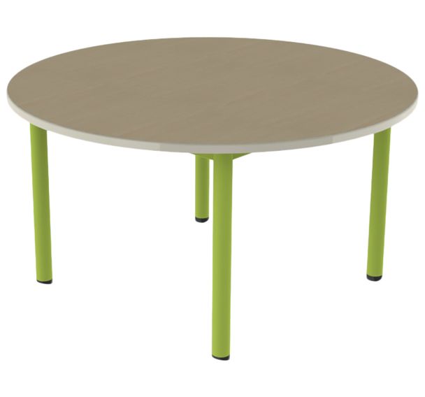 Table Carélie mobile ronde Ø120 cm 4 pieds stratifié polyuréthane Mobidecor
