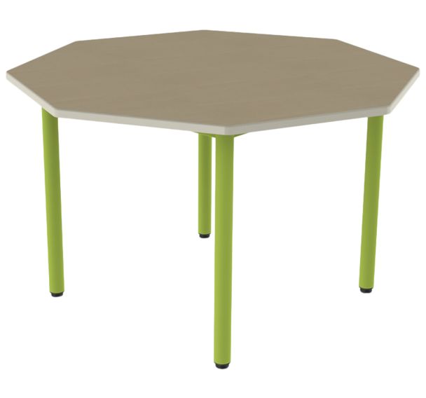 Table Carélie octogonale Ø120 cm 4 pieds stratifié polyuréthane Mobidecor