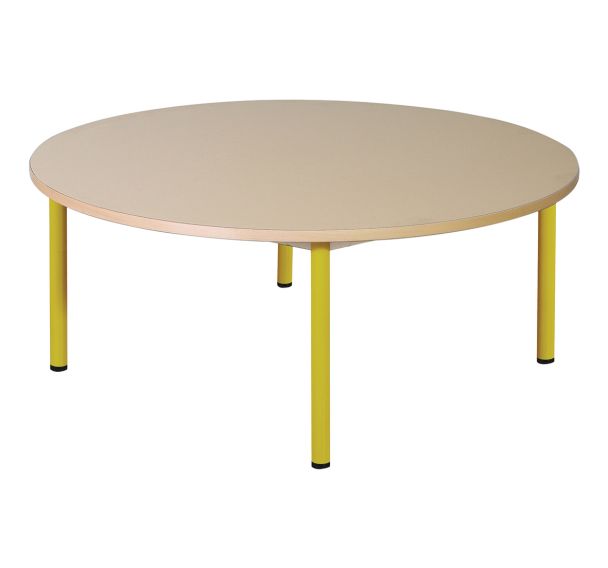 Table Chloé ronde, plateau beige, 4 pieds - Mobidecor