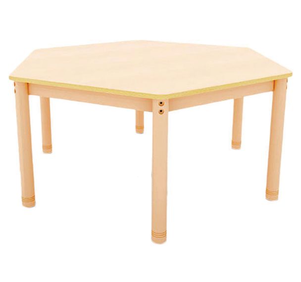 Table Classik hexagonale réglable T3 à T4 - piètement bois hêtre