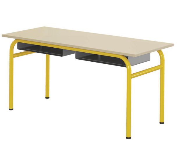 Table Delta casier 130x50 cm fixe méla. chants polypro. - Mobidecor