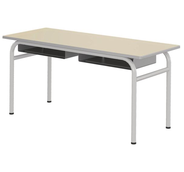 Table Delta casier 130x 50 cm fixe strat. chants polyurét. - Mobidecor