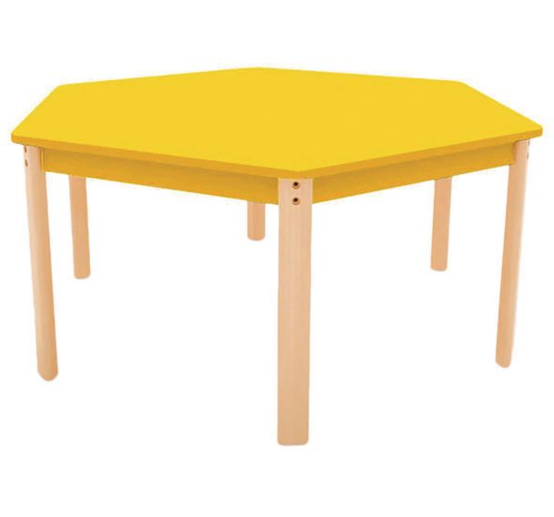 Table Ergo hexagonale T0 - piètement bois hêtre