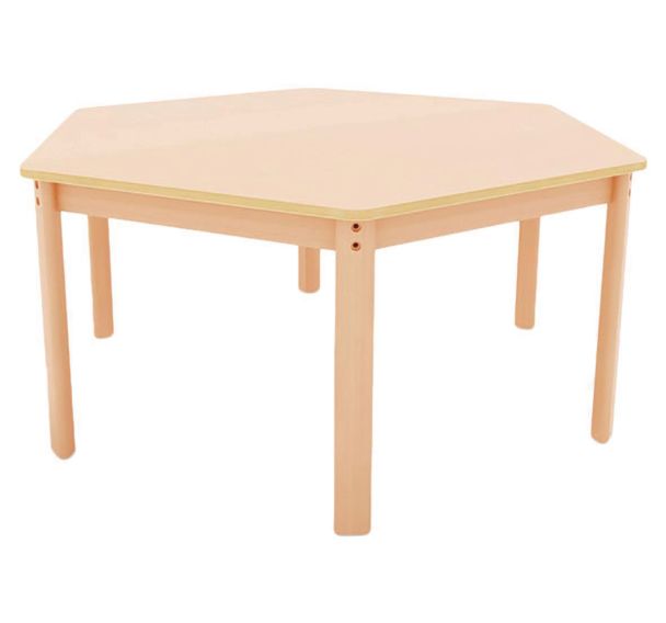 Table Ergo hexagonale T1 - T2 - T3 piètement bois hêtre