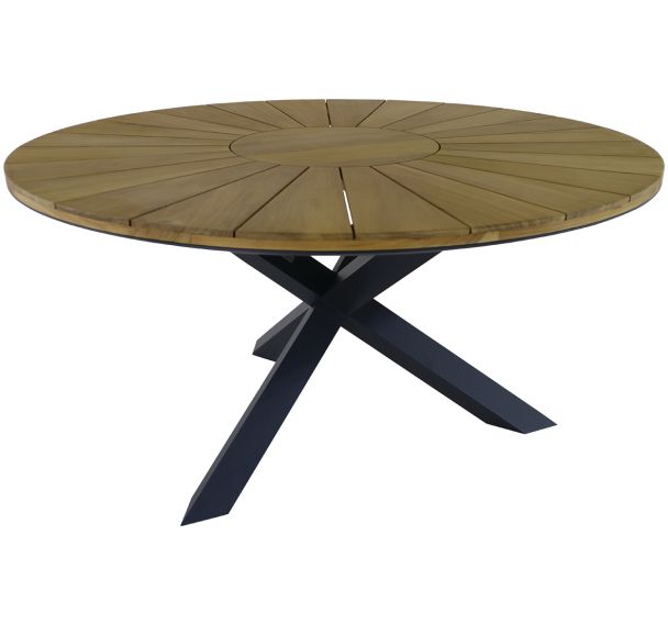 Table FERRONE Ø150 cm plateau teck/alu graphite