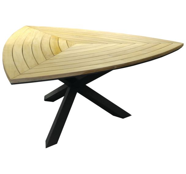 Table FERRONE Ø170 cm plateau teck/alu graphite