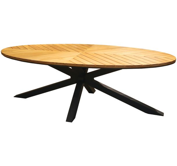 Table FERRONE ovale 240 x 120 cm teck/alu graphite