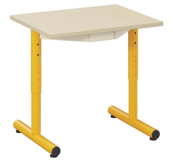 Table Frimousse 60 x 50 cm réglable T1 à T4 mélaminé coquille oeuf jaune 1003