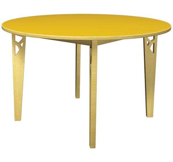 Table Iriss Ø 120 cm stratifié - 4 pieds hêtre naturel