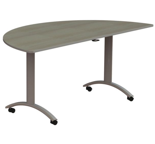Table Isy 1/2 rond Ø 160 cm DL plateau strat pliant chêne lorenzo/gris argent