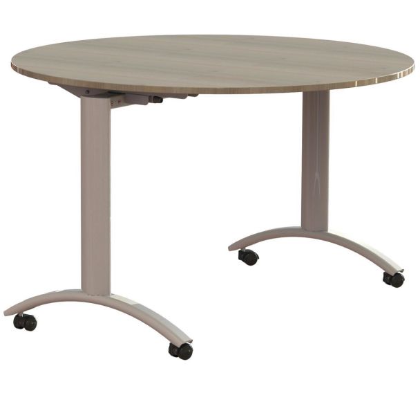 Table Isy Ø 120 cm DL plateau stratifié pliant chêne lorenzo - gris argent