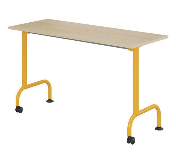 Table Lem mobile 130x50 cm fixe méla. hêtre ch. Polypro. - Mobidecor