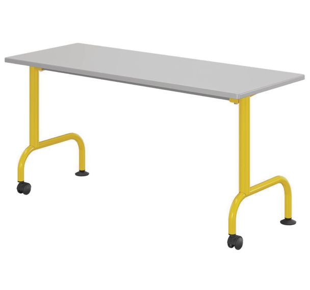 Table Lem mobile 130x50 cm strat. gris chants polyuréthane - Mobidecor