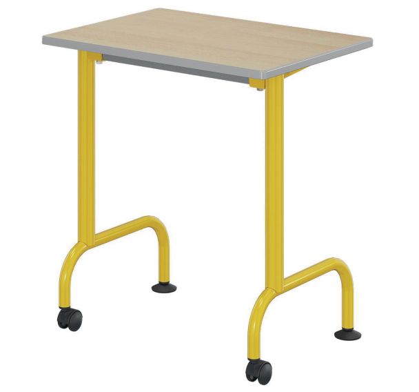 Table Lem mobile 70x50 cm fixe stratifié hêtre chants polyuréthane