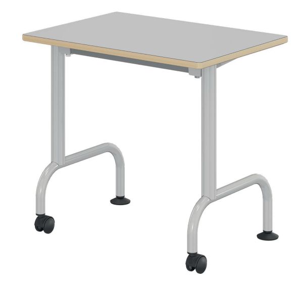 Table Lem mobile 70x50cm fixe strat. gris chants alaisés - Mobidecor