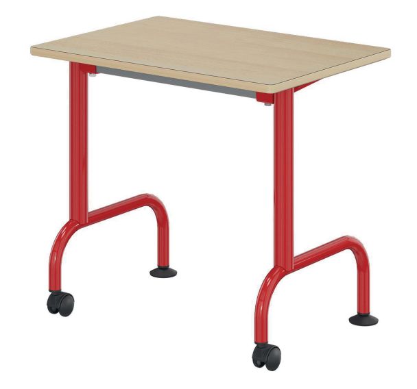 Table Lem mobile 70x50cm fixe strat. hêtre chants alaisés - Mobidecor