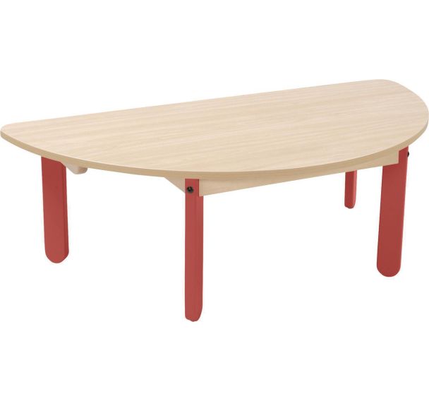 Table Lili demi-ronde, plateau hêtre, piétement bois couleur