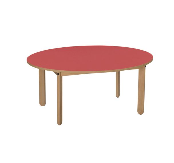 Table Lili ovale, plateau couleur, piétement bois hêtre