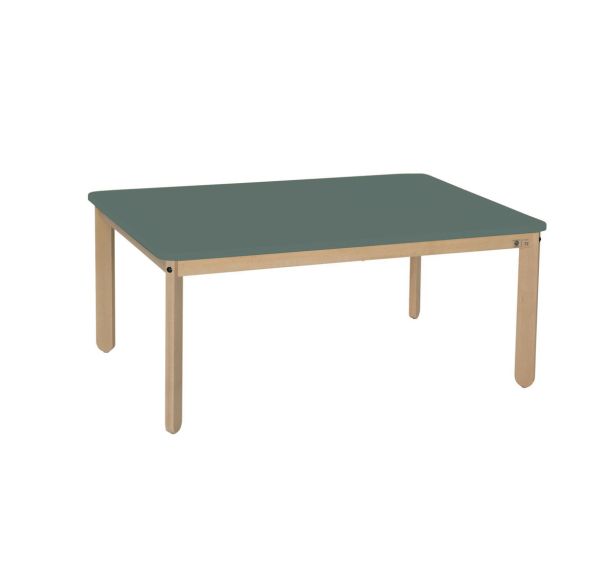 Table Lili rectangulaire, plateau couleur, piétement bois hêtre