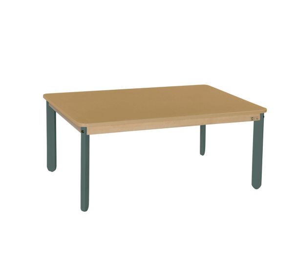Table Lili rectangulaire, plateau hêtre, piétement bois couleur