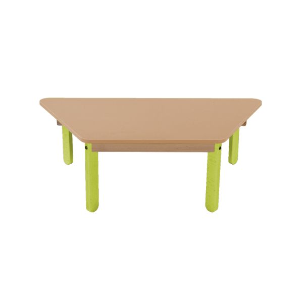 Table Lili trapèze, plateau hêtre, piétement bois couleur