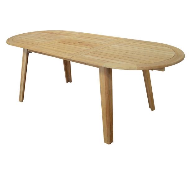 Table Lola 200/240 cm, châssis teck/plateau teck