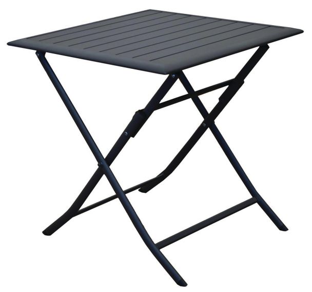 Table Lorita carrée 70 x 70 cm châssis graphite/plateau graphite