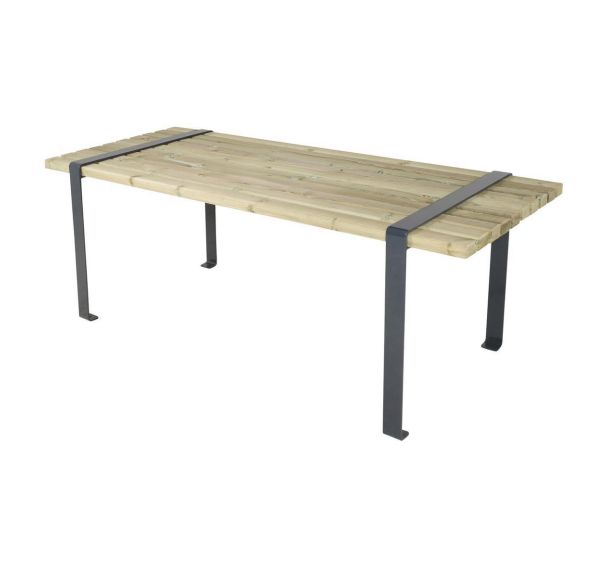 Table Lycos 200 x 80 x 76 cm pin piètement acier galva laqué gris 7016