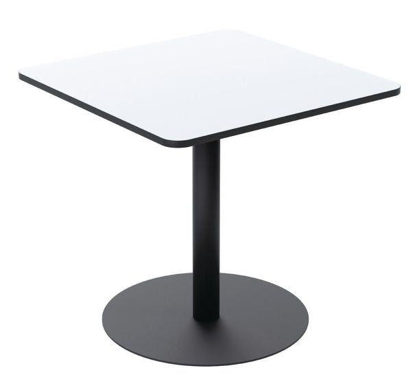 Table Mezzo carrée 80 x 80 cm plateau stratifié blanc piètement noir