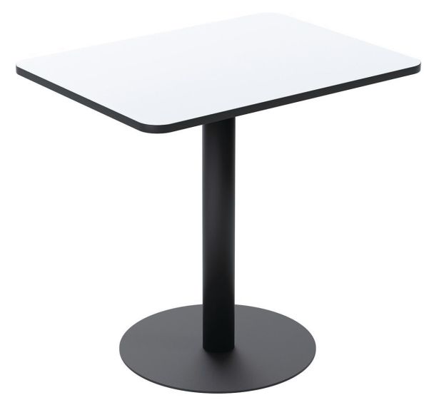 Table Mezzo rectangulaire 60 x 80 cm plateau stratifié blanc piètement noir