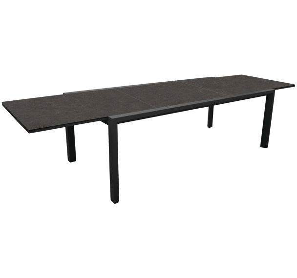 Table SINNES 200/300 x 104 cm fundermax/alu - noir/graphite