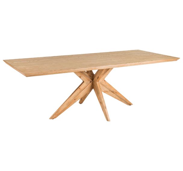 Table Stella plateau plaque chêne piètement pin massif