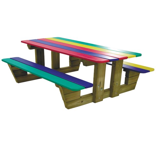 Table TUDY enfant pin CLIV plateau et assises multicolor - MOBEXTAN