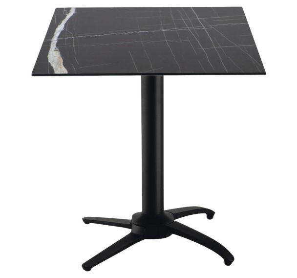 Table VICTORIA 70 x 70 cm HPL piètement Terrace 4 alu noir - Proloisirs