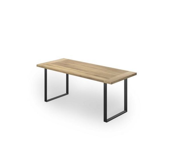 Table Valencia rectangulaire - plateau Iroko - piètement métal