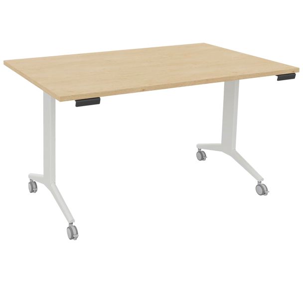 Table abattante rectangulaire Avel  pieds blancs sur roulettes