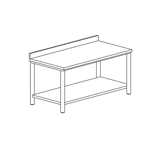 Table adossée avec étagère basse gamme 600- TDE166/1