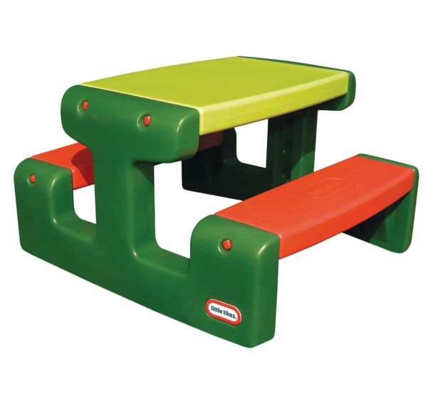 Table banc extèrieur vert et rouge